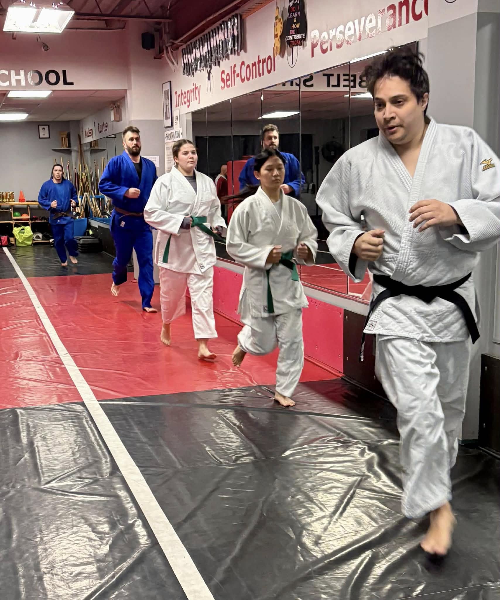 Adult judo class warmup